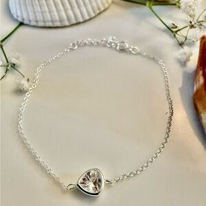 Trillion cubic zirconia silver bracelet white